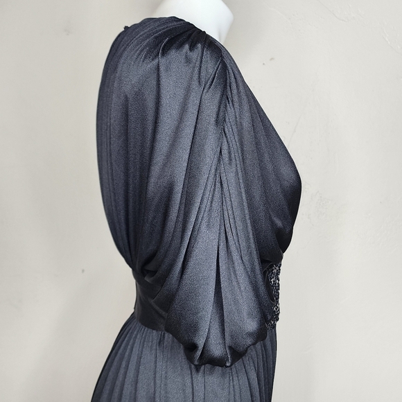 RARE and Amazing 80's Vintage Disco Glam Black Sequin Jumpsuit - Picture 10 of 14